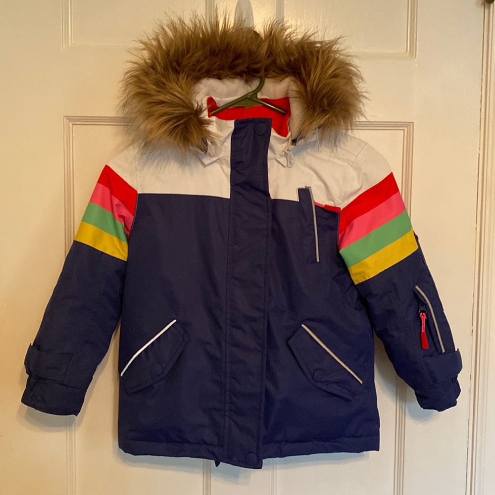 Girls ski coat with removable hood.